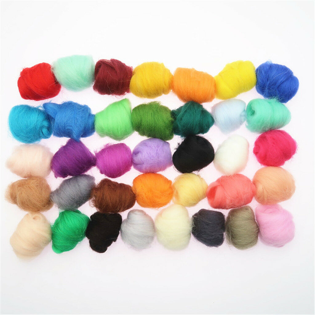 Wholesale 36Pcs 3g Needle Felting Felt Wool Roving Dyed Spinning Wet Fiber