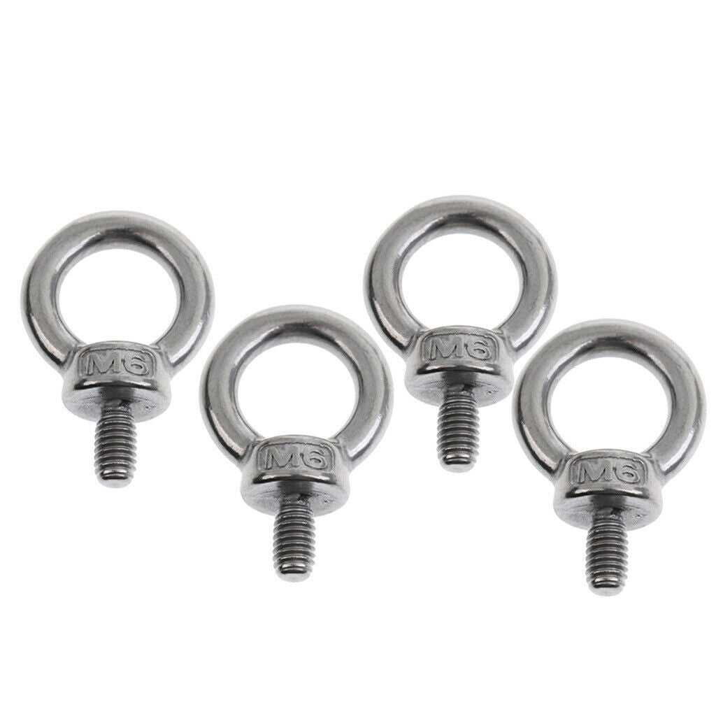 4pcs Stainless Steel DIN 580 Machine Shoulder Lift Eye Bolt Marine M6 x 11mm