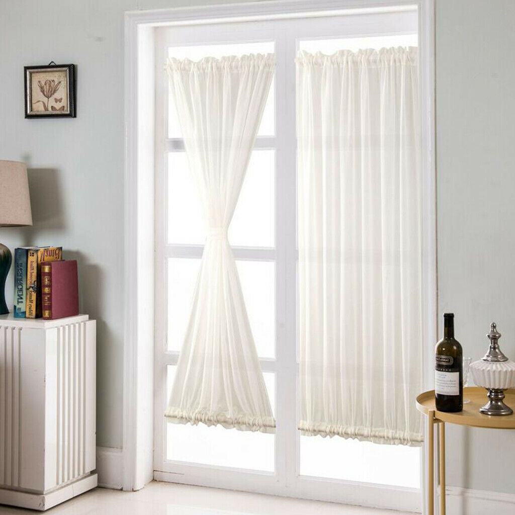 2x French Door Curtains Patio Window Panel Light Filtering 25x72in White