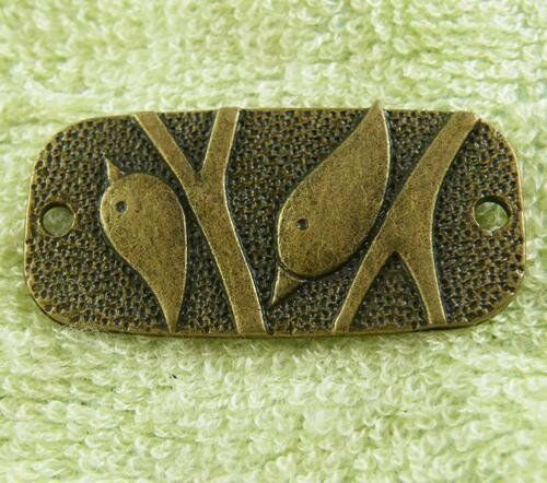 30pcs Bronze Color Rectangle 2Holes Birds Connectors 38x18.5x2mm 13097