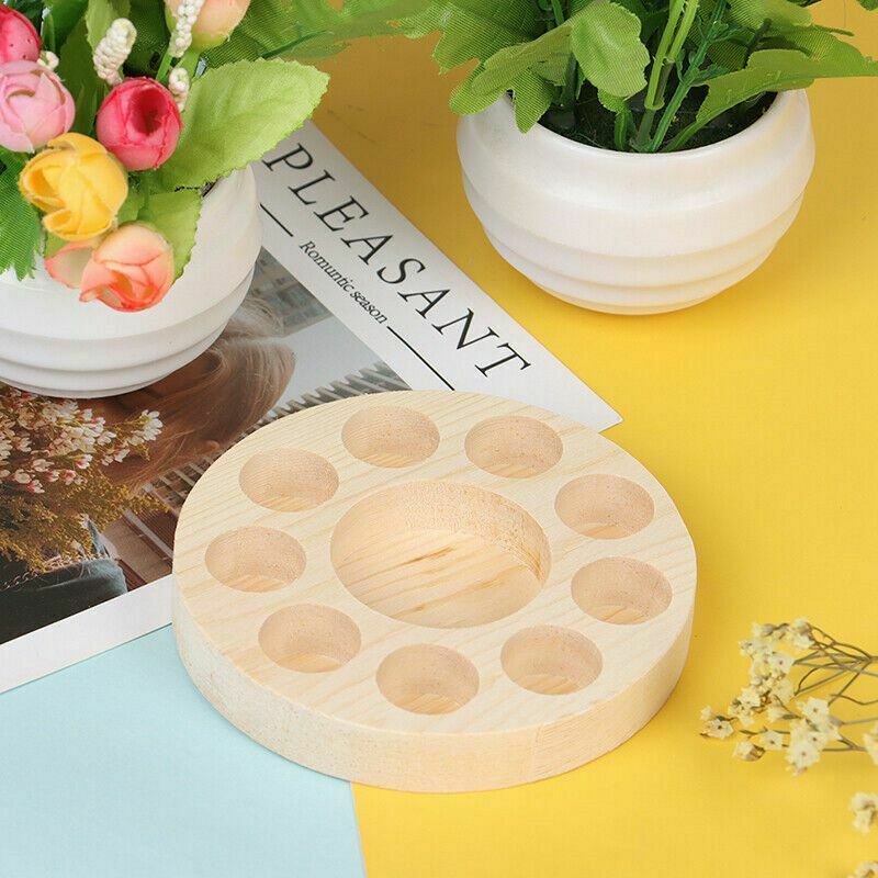 Essential Oil Display Stand Holder Organizer Shelf Round Wooden 10 Slot Rack