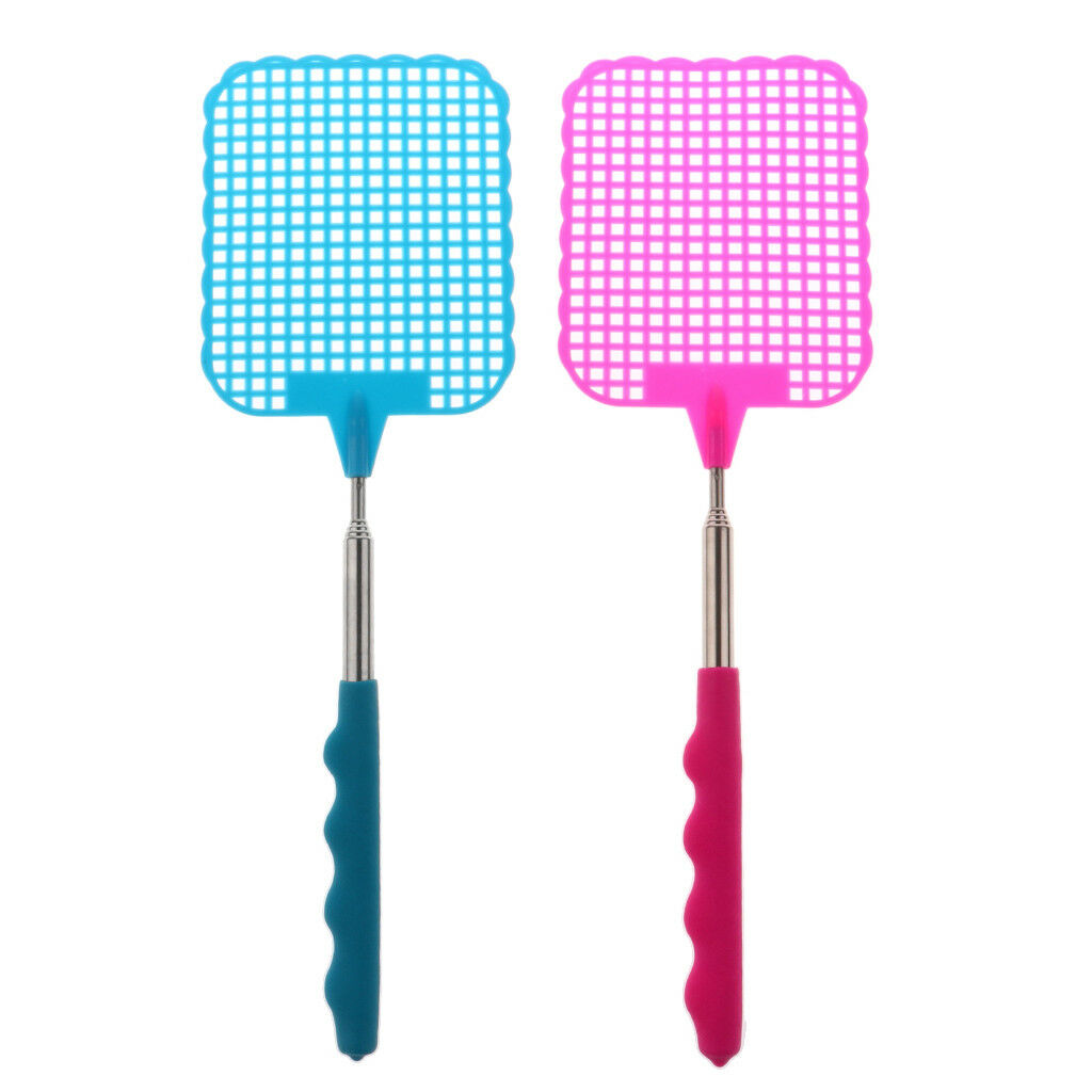 2pcs Fly Swatter Retractable Kill Mosquitoes Flies Telescopic Tool Plastic