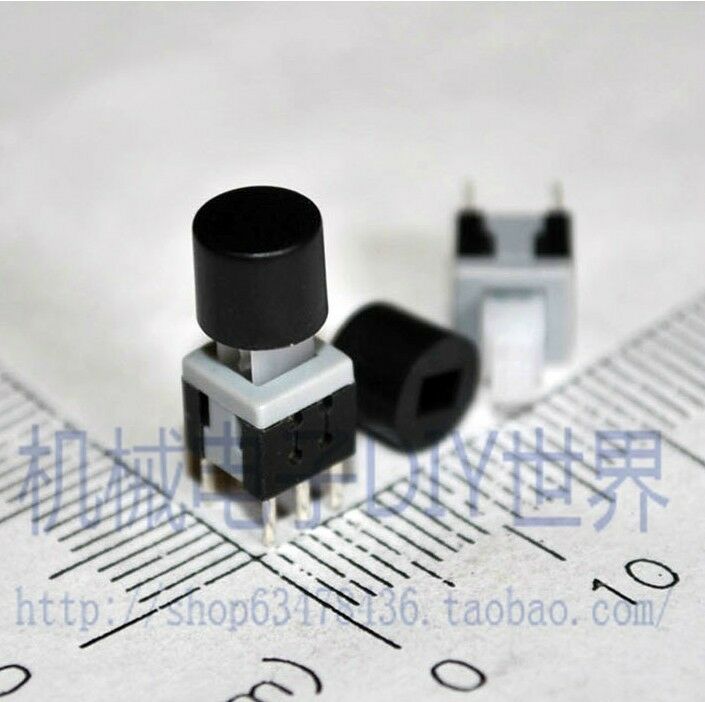 20pcs Black Round Cap Self-Locked Push Button Tact Tactile Switch 8 x 8 x 17mm