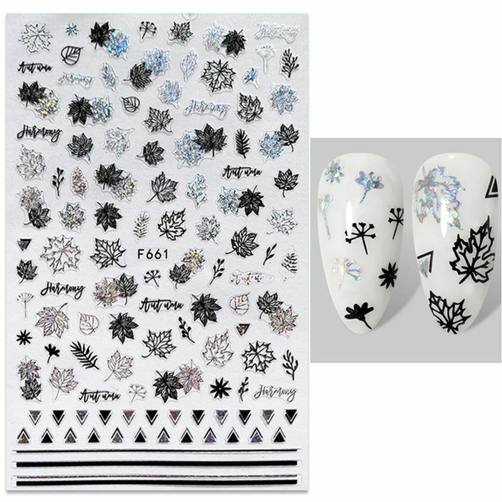 Accessories Fashion Various Decoration Maple Leaves Self Adhesive Nail Stickers