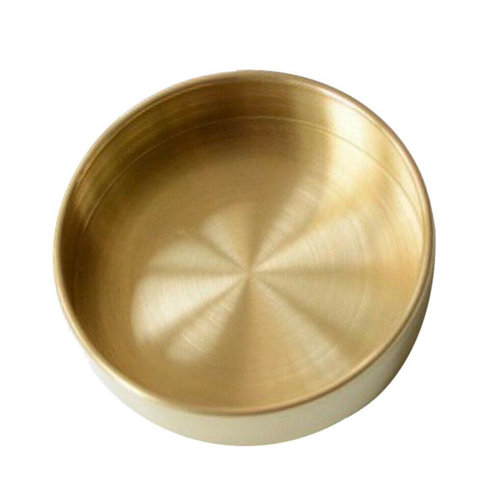 2 Pieces Retro Round Brass Tray Tableware Home Office Desk Storage 14cm