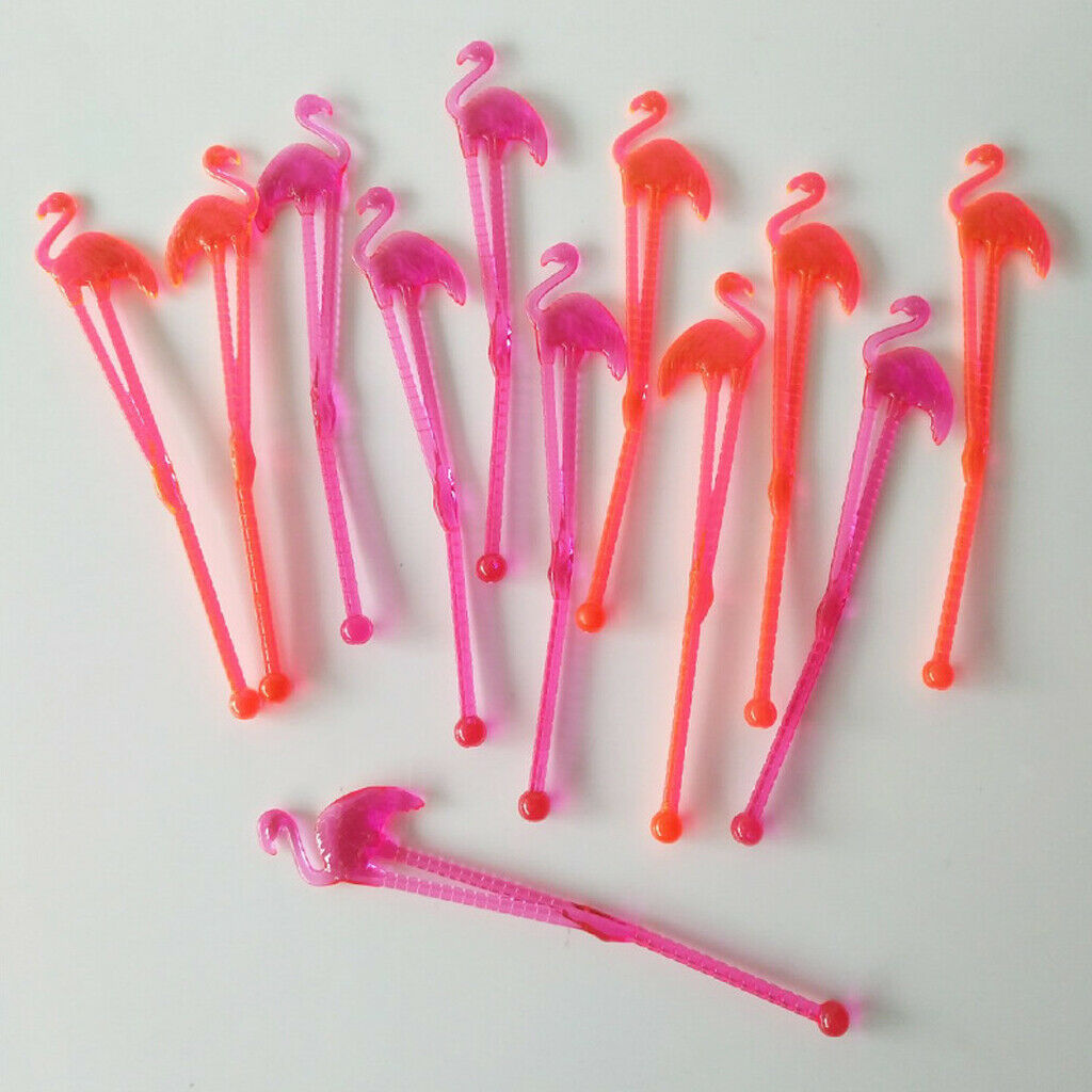 10x Hawaiian Flamingo Cocktail Stirrers Summer Party Swizzle Sticks Picks