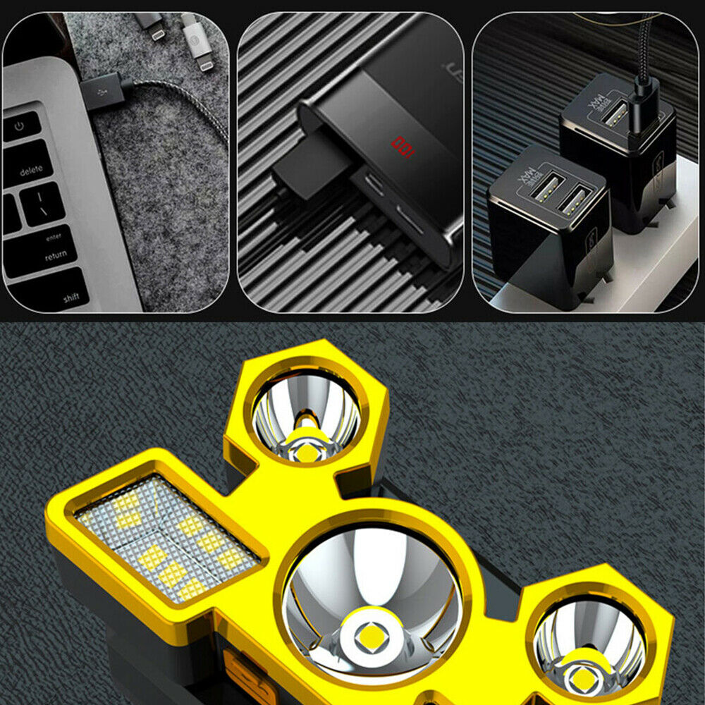 Super Bright COB LED Headlamp USB Rechargeable Headlight 4 Modes Head Torch NEW