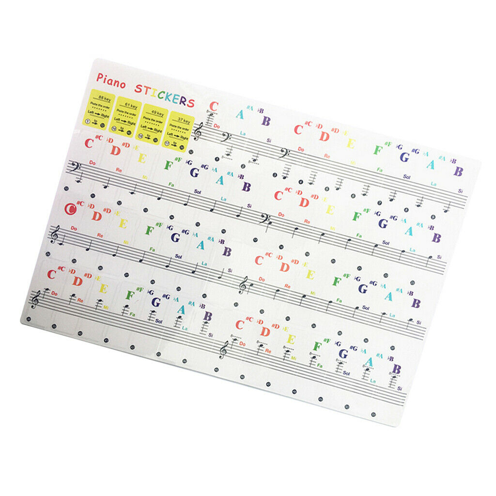 Piano & Keyboard Stickers for 37/54/61/88 Transparent Learning Practice