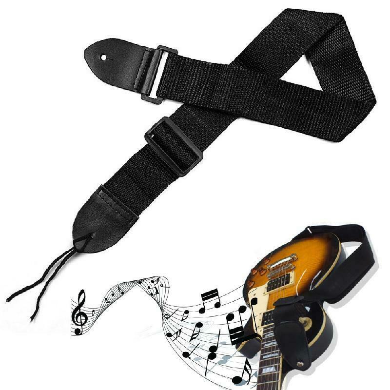Nylon Guitar Strap Fuax Adjustable Leather Ends Electric Acoustic Guitar Bass