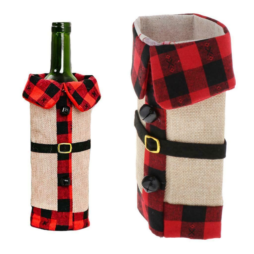 Christmas SANTA SUIT WINE BOTTLE COVER Holiday Decorations Gift Bag Wrap