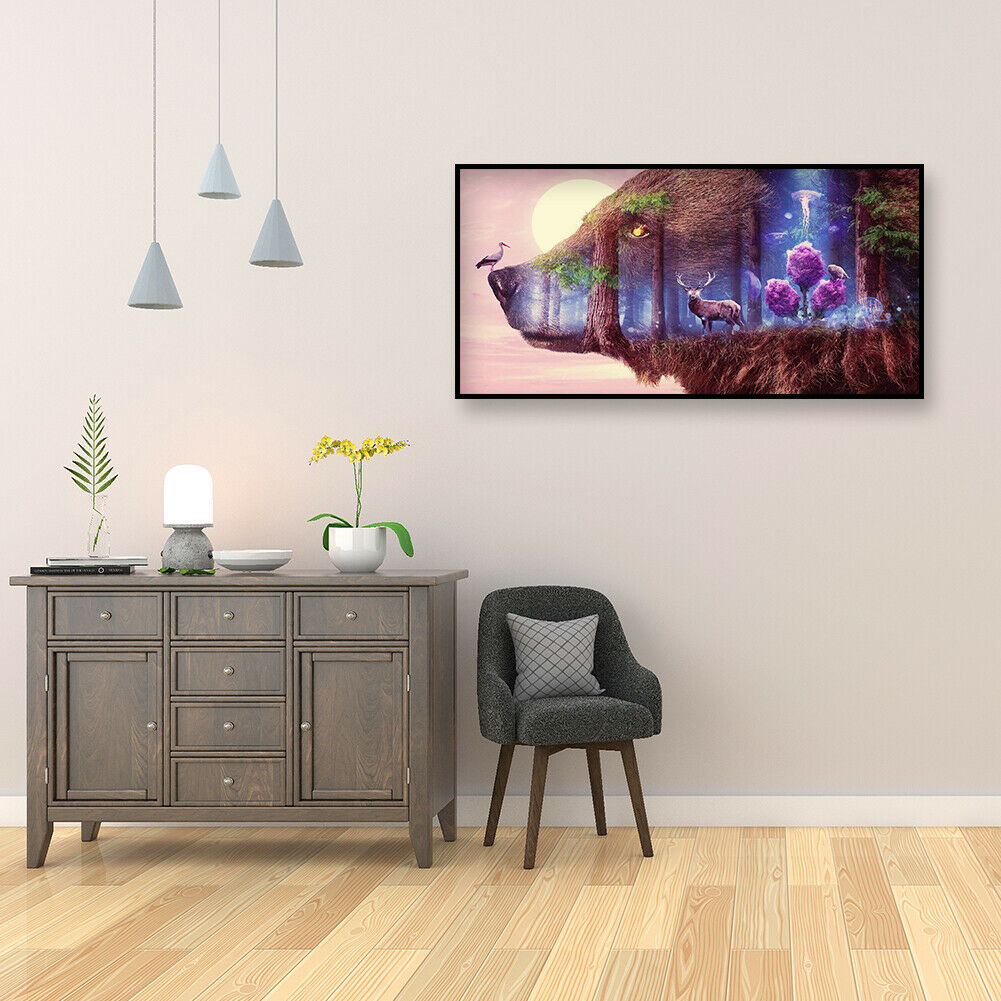 5D Diamond Painting DIY Bear Deer Full Round Drill Handmade Animal Pictures @
