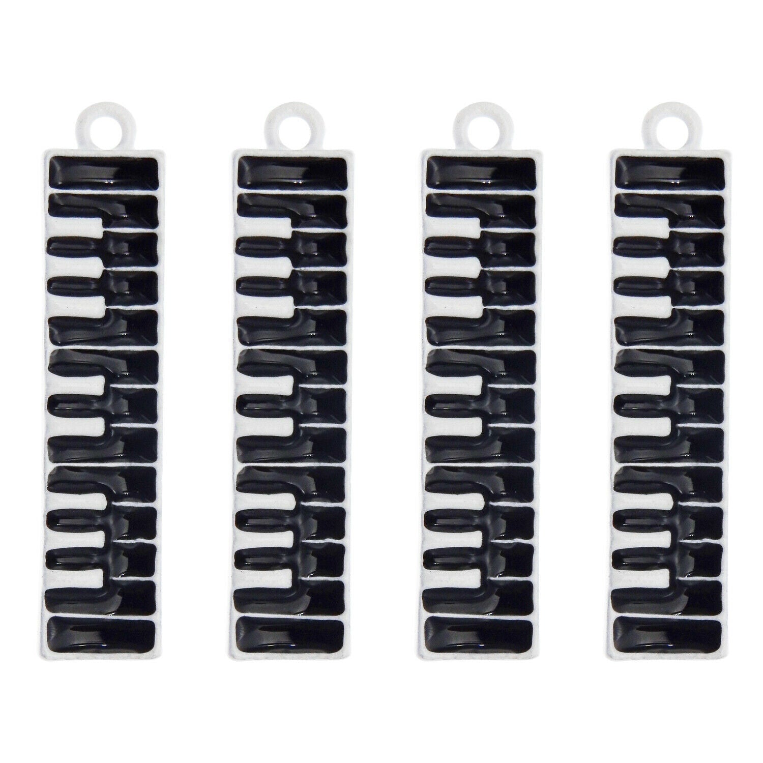 16 pcs Piano Keys Enamel Charm Alloy Drop Dangle For Earrings Pendants 32*7mm