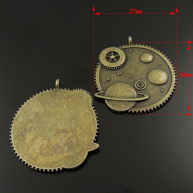 8 pcs Antiqued Bronze Planet Alloy Charm Pendant Steampunk Cogs Crafts 37*36*2mm
