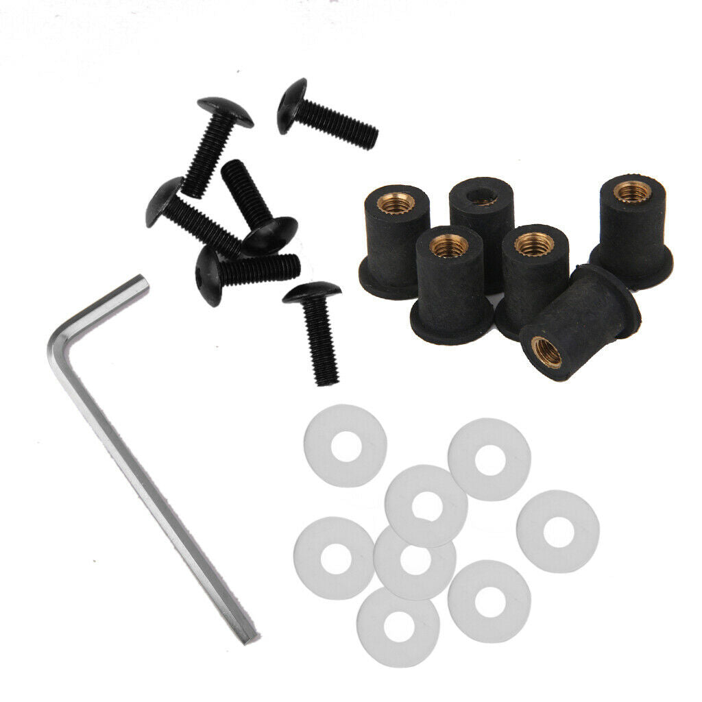 4mm + 5mm Fairing Windscreen Screw Bolt Windshield Mounting Nuts Kit Green