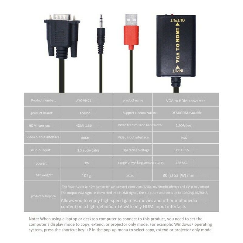 VGA to MI Converter Audio Input with USB Power Supply Vga to mi Mother Audio aJ9