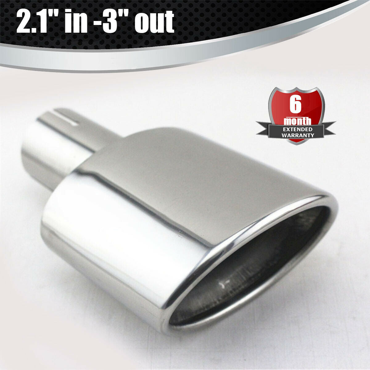 Oval Chrome stainless steel Exhaust End Tip 2.1'' in To 3'' out For Car SUV