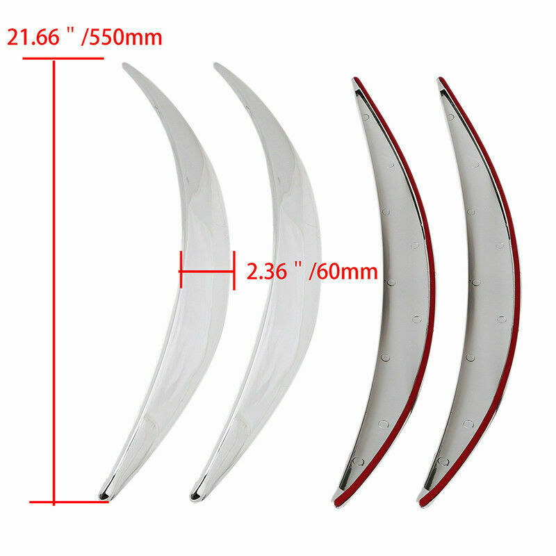 4PCS Chrome Car Wheel Eyebrow Arch Protectors Trim Lips Fender Flares Universal