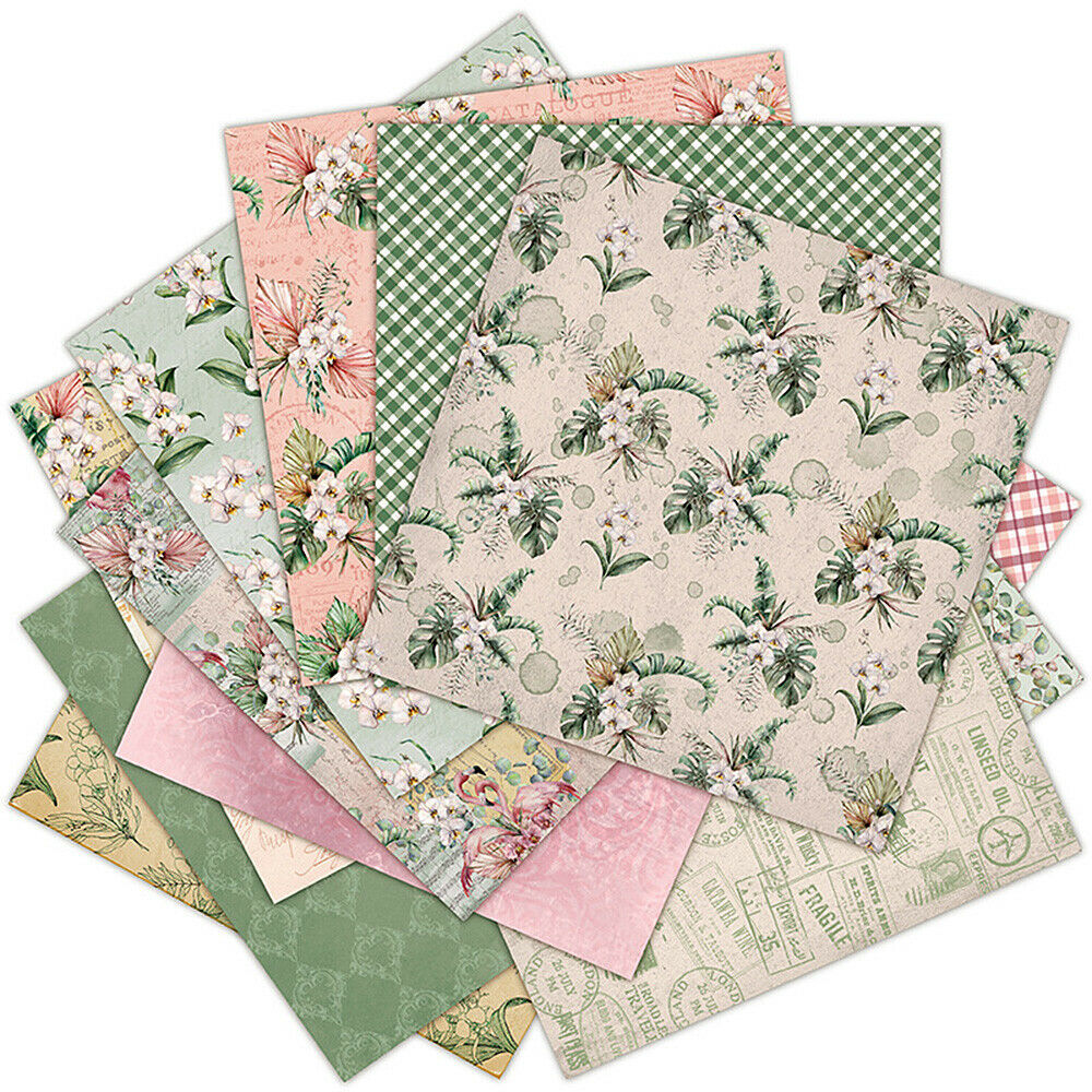 12PCS Paper Pad Flower Turtle Leaf Scrapbooking Album Card Junk Journal Art DIY