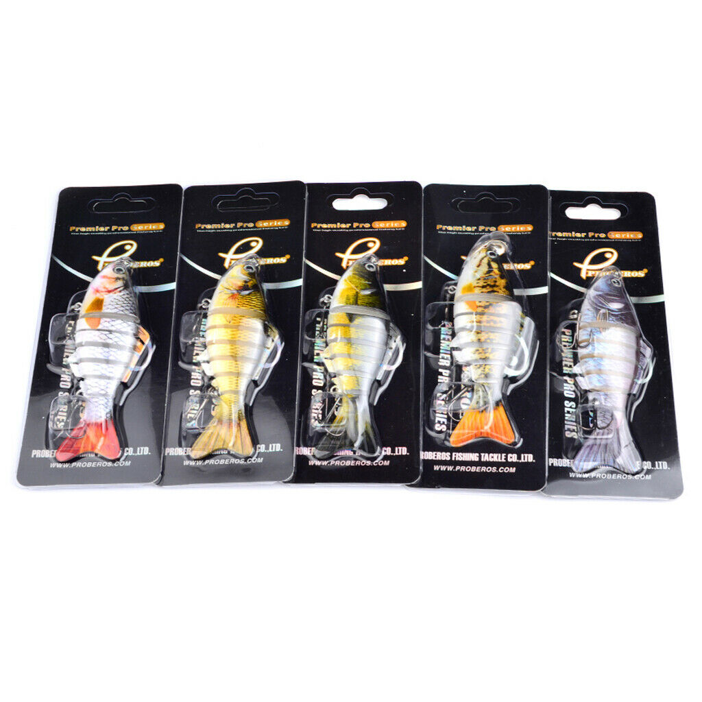 2x Lifelike Swimbait Multi Jointed Fishing Lure Hard Minnow Bait Treble Hook