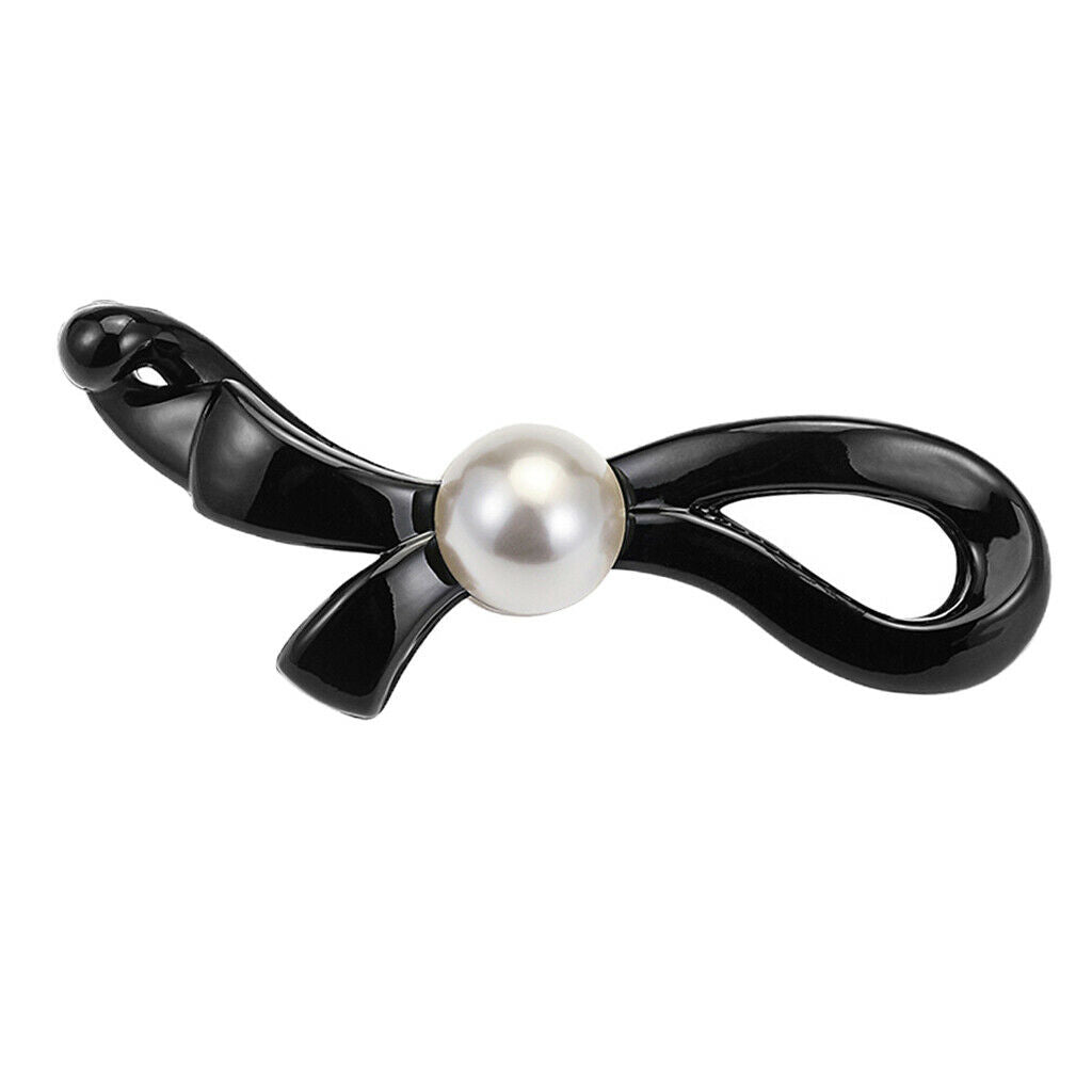 Fashion Women's Pearls Bow Banana Hair Clip Barrette Hairpin Hair Grip