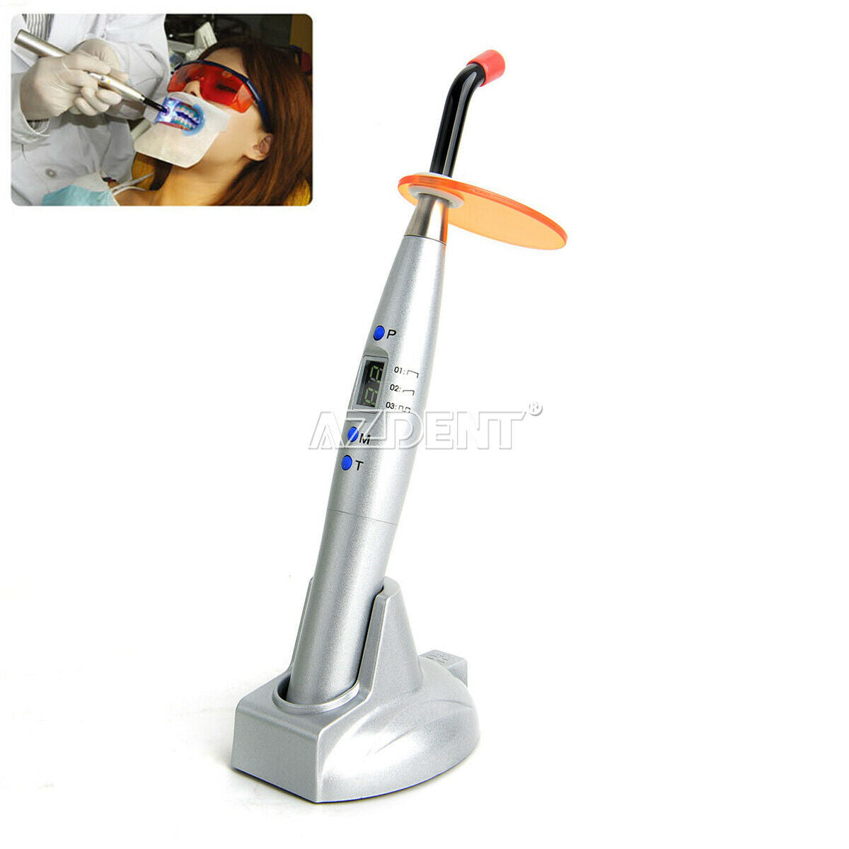 Dental LED Curing Light Lamp Wireless Cordless Cure 100V-240V 5W≥1200mw/c㎡ Slive