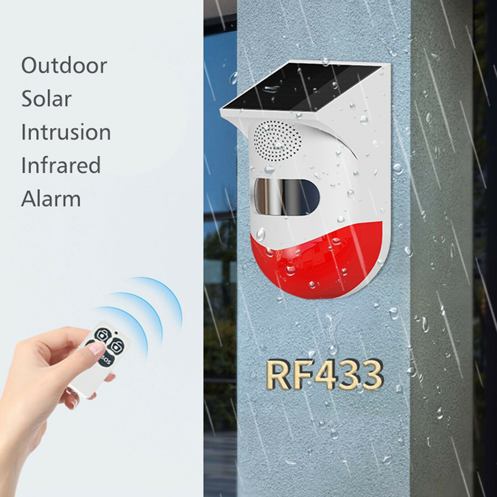 IP67 Solar Alarm Outdoor Infrared Security Warning Motion Sensor Detector