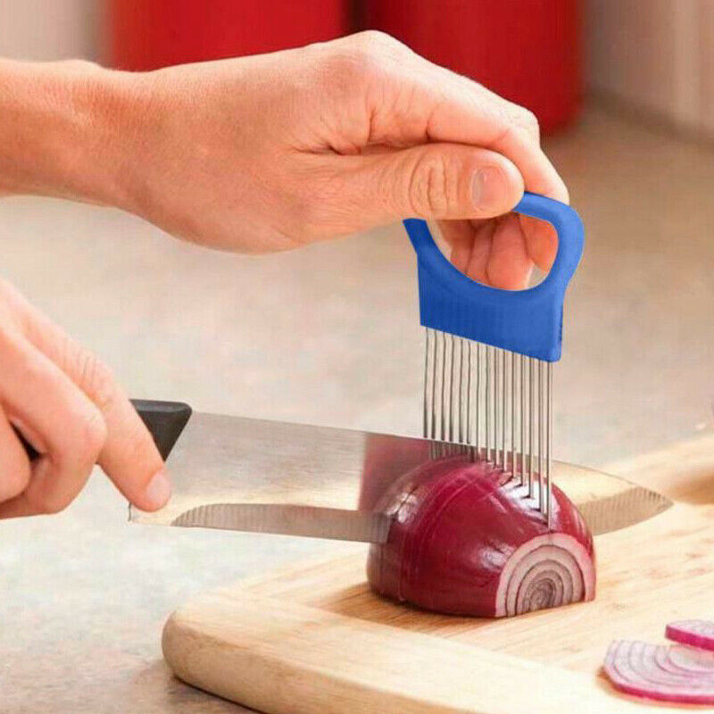 Stainless Steel Onion Needle Fork Vegetables Fruit Slicer Kitchen Tool Gadget