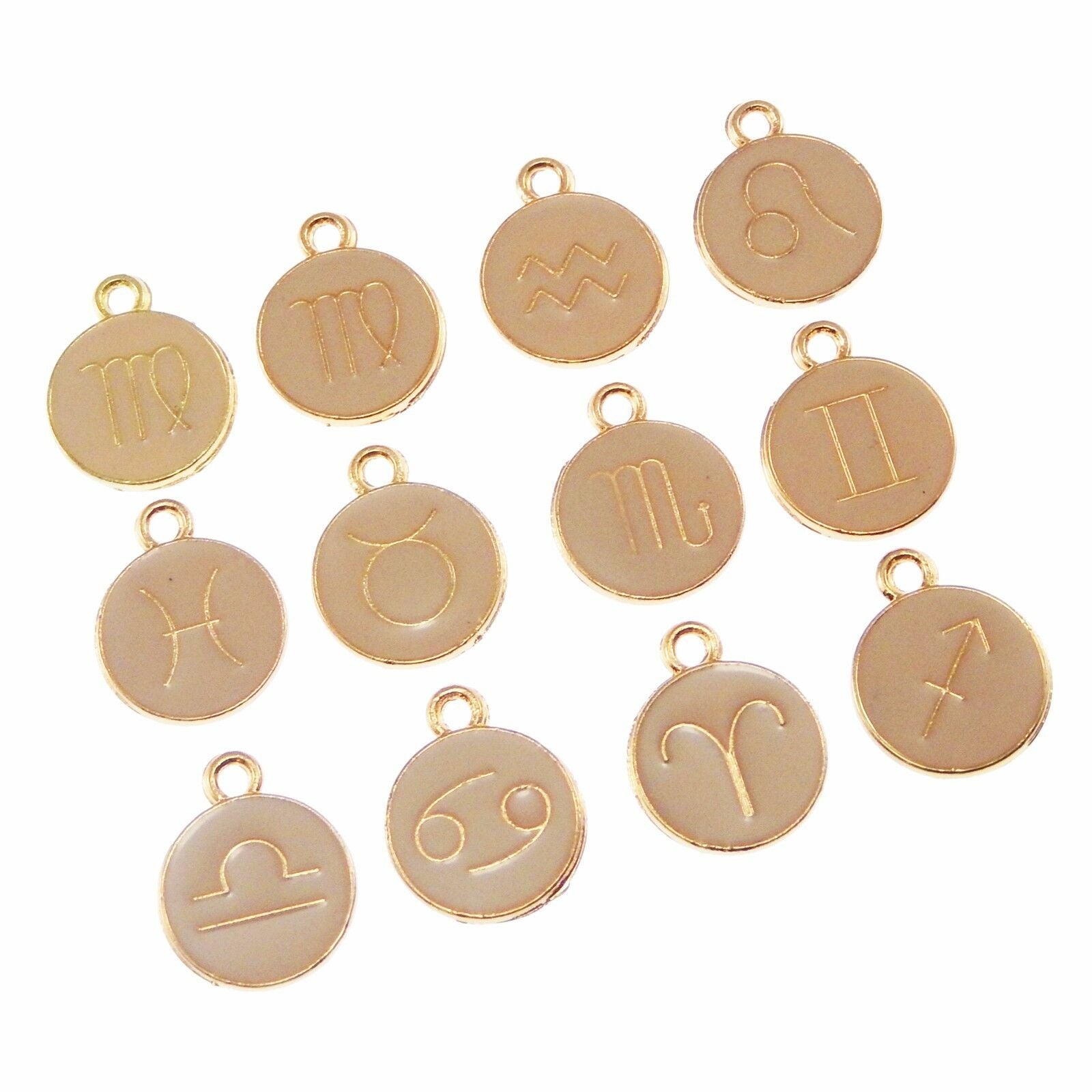 40 pcs Pack Random Pink Enamel Metal 12 Constellations Zodiac Pendant Charm DIY