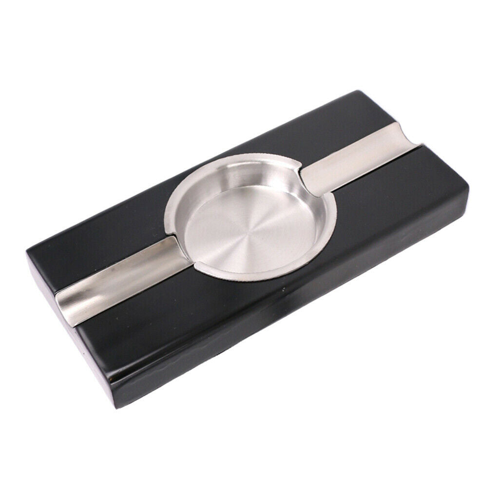 1x Cigar Ashtray Wood Base Sturdy Decor Cigar Holder 2 Rests High Quality