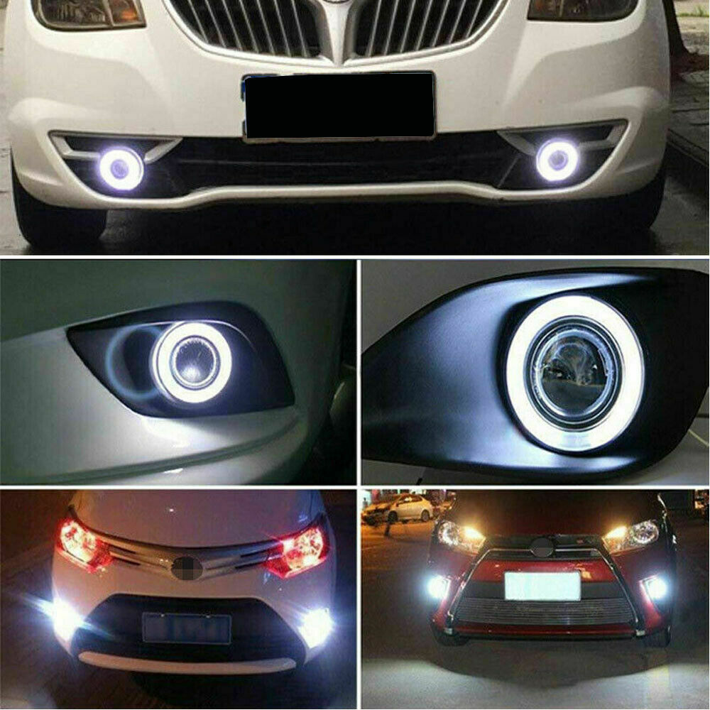 2 X 2.5" 64mm White LED COB Halo Angel Eye Rings Autos Fog Light Projector Lamps
