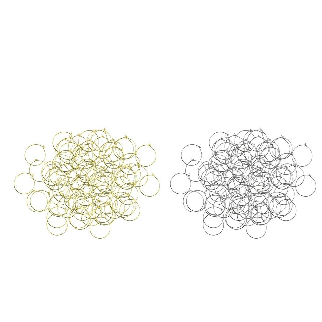 200Pcs 25mm Round Hoop Earrings Wire Hoops Charm Rings for DIY Craft Wedding
