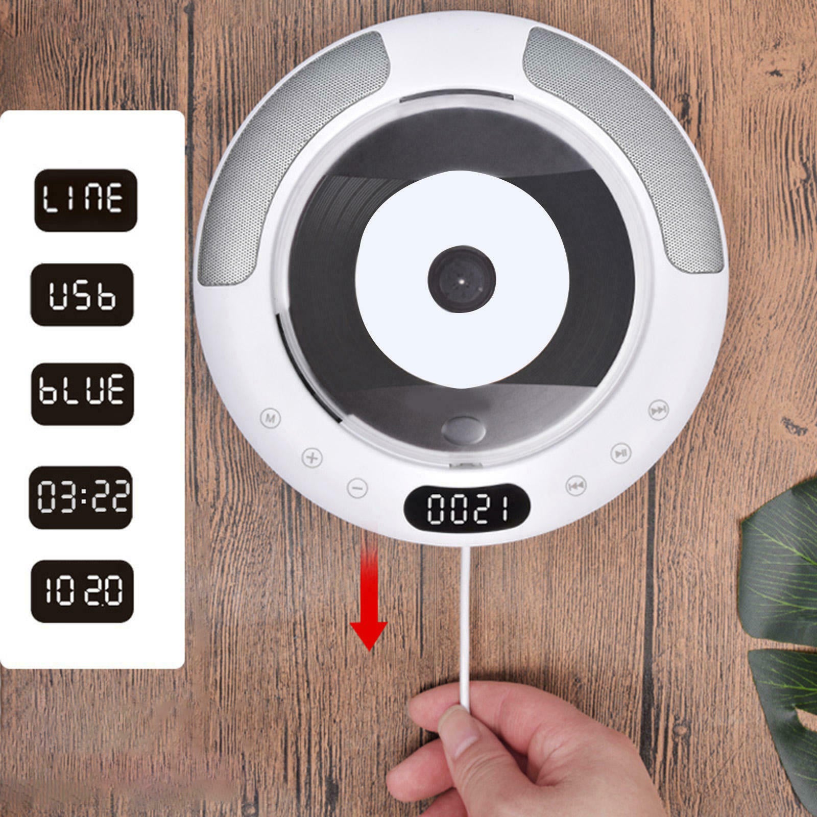 Bluetooth CD Player Wall Mounted/Desktop with Remote Control for Home Decor