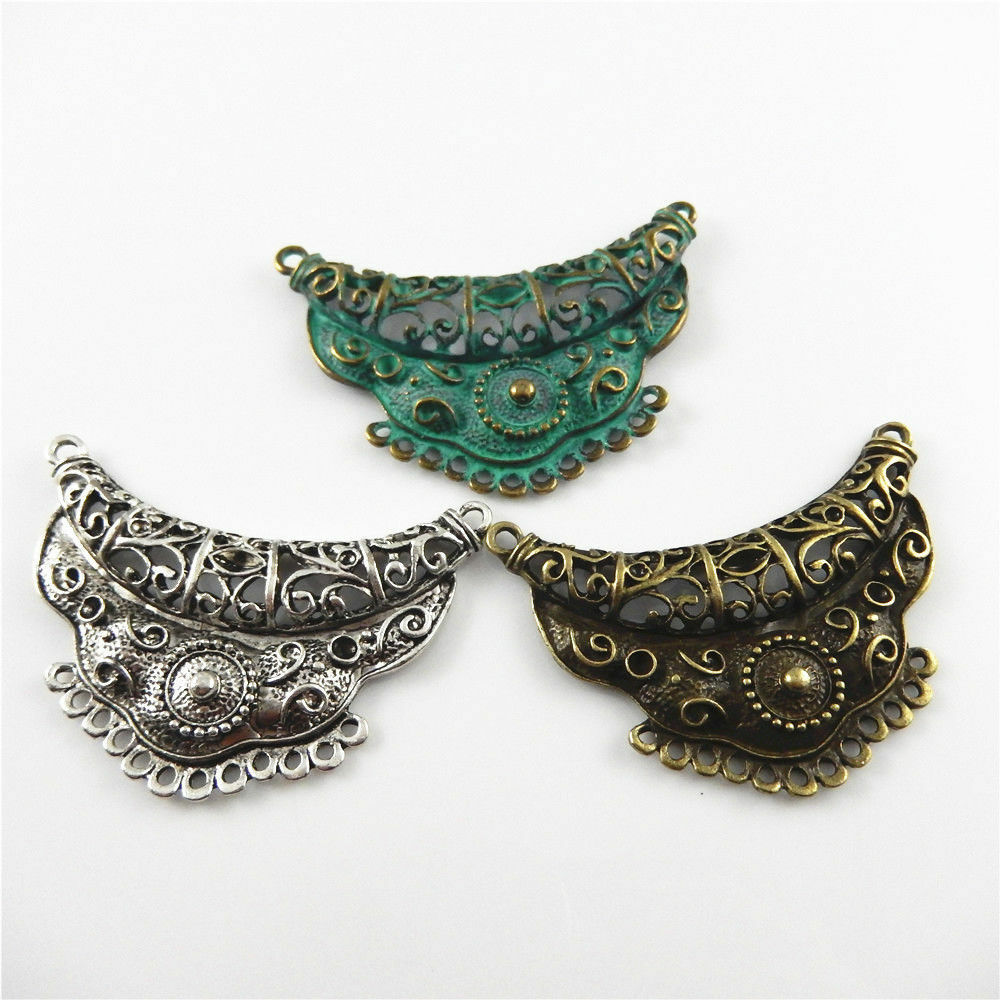 Multi-colors Zinc Alloy Hollow Half Moon Jewelry Charms Pendants Connectors 3x