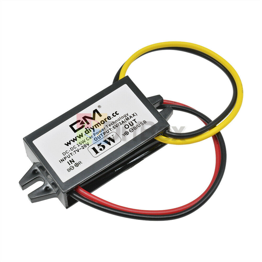 DC-DC Buck Converter 12V to 5V 3A 15W Step Down Regulator Power Supply No USB