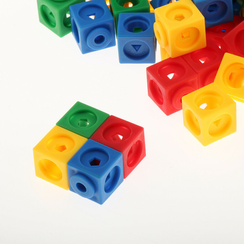 100x Mathlink Cubes Snap Building Math Skill Teaching Aids Starter 4 Colors