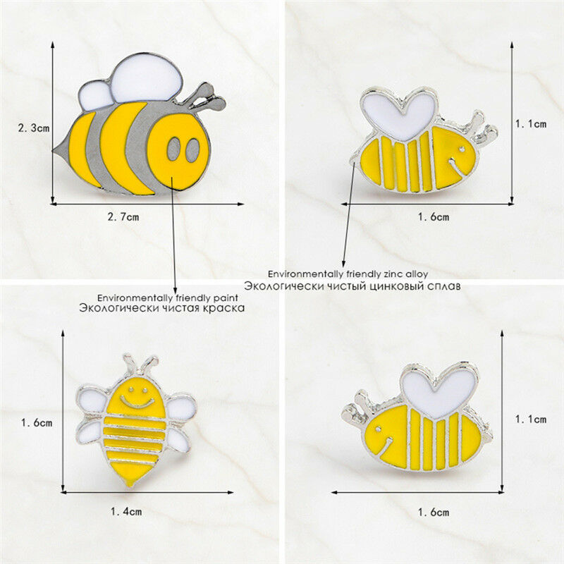 4PCS Enamel Animals Bee Brooch Pin Shirt Collars Pins Badge Corsage Jewelry Pb