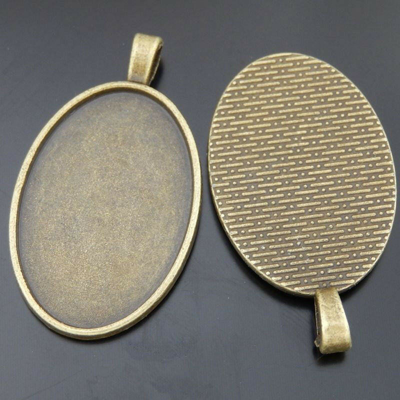 Inner 30x20mm Bronze Alloy Oval Base Settings 10pcs Bezel Frame Pendant Findings