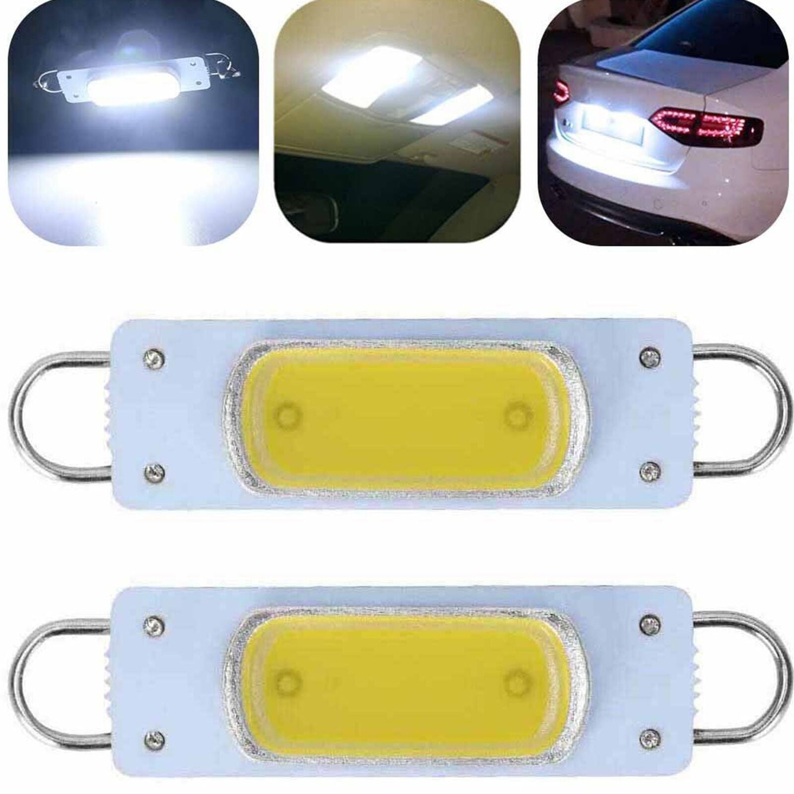 2x Super White 44mm COB Rigid Loop Festoon LED Light Bulb 561 562 567 564 212-2