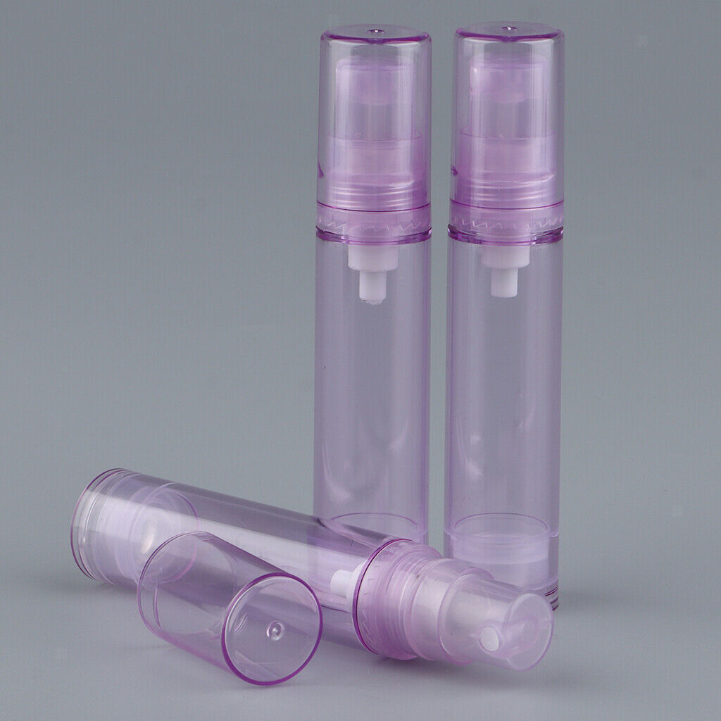 3Pcs 10ml Empty Airless Pump Bottles Refillable Cosmetic Containers Purple