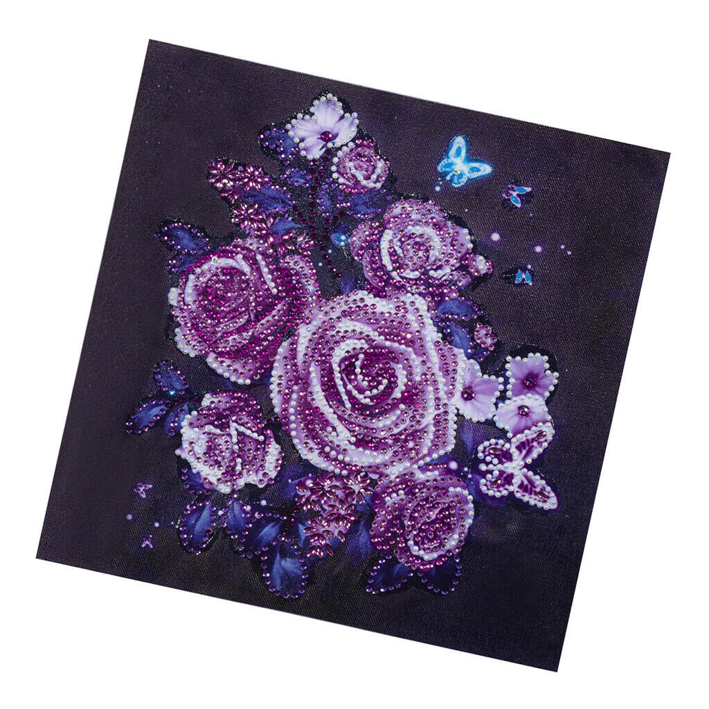 5D Special Shaped Diamond Painting Cross Stitch Crafts Kits Purple Flower