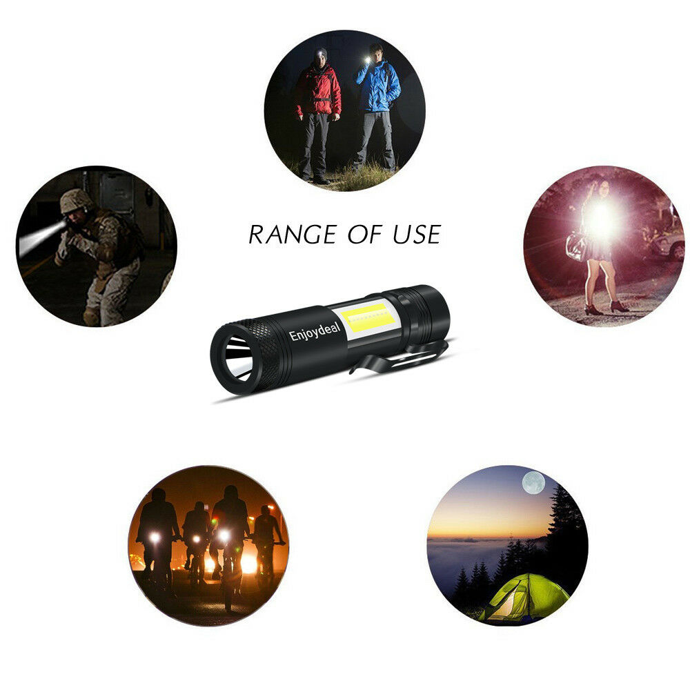 Mini Flashlight 2000 Lumen Q5 LED+COB LED Torch Lamp Penlight AA/14500 New