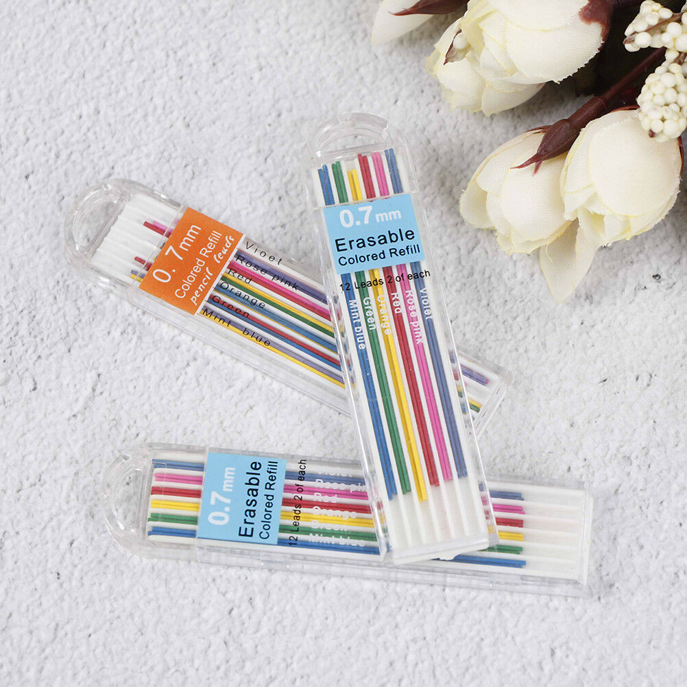 3 Boxes 0.7mm Colored Mechanical Pencil Refill Lead Erasable Student Stati.l8