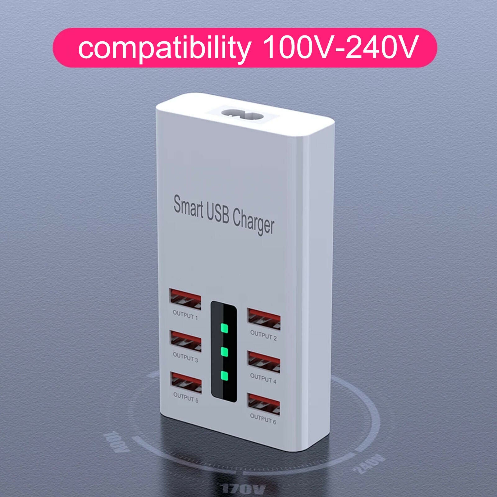 Cellphone Charger 30W Fast Charging USB Charger 6 Ports 6A Power Adapter US Plug