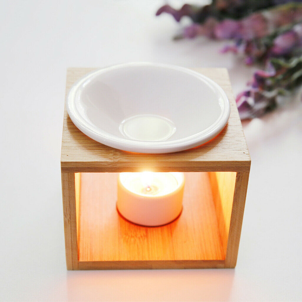 Tealight Holder Wooden Frame Essential Oil Burner Yoga Room Home Decor