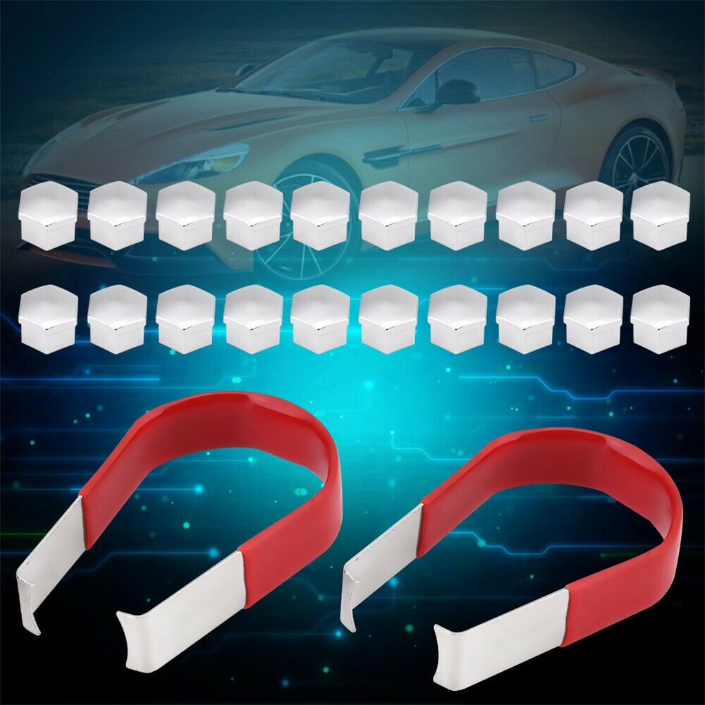 20pcs 19mm Chrome Wheel Nut Bolt Cap Cover w/ Removal Tool Universal for Any Car