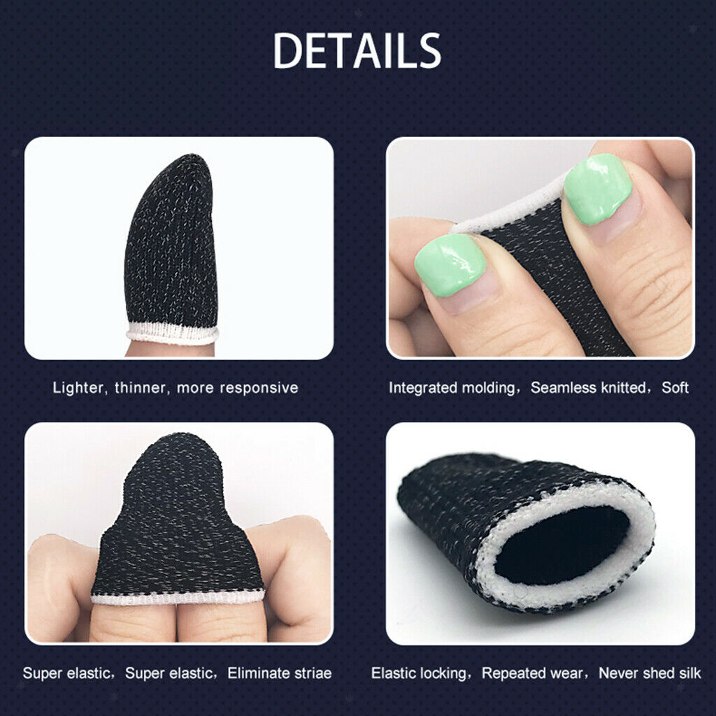 1 Pair Finger Sleeve Sweat Proof Gaming Finger Gloves Copper Fiber Black1