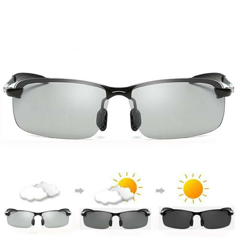 Polarized Photochromic Sunglasses Mens UV400 Driving Transition Lens Glasses CHI