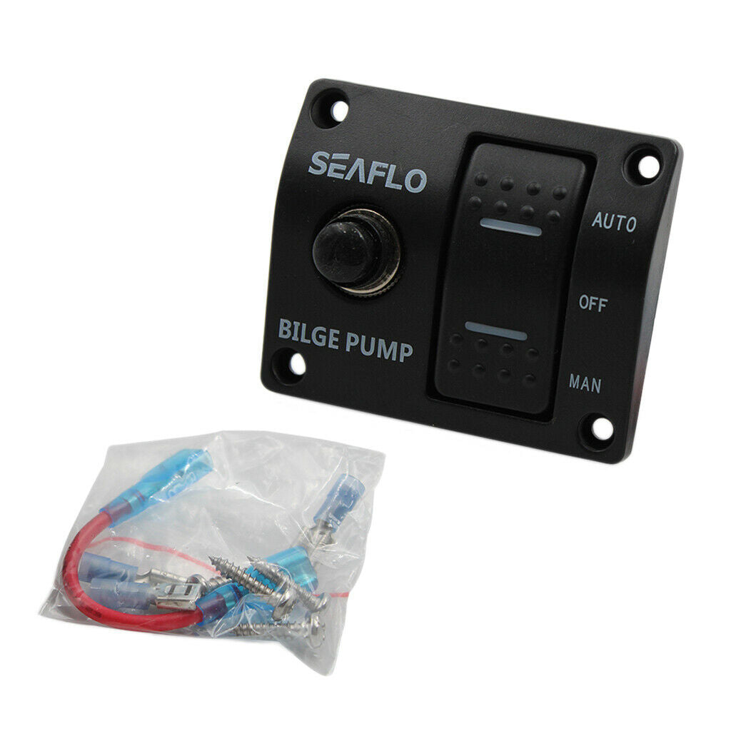 Seaflo Three-Way Bilge Pump Switch Aluminum Panel Automatic Off/Manual 12V & 24V