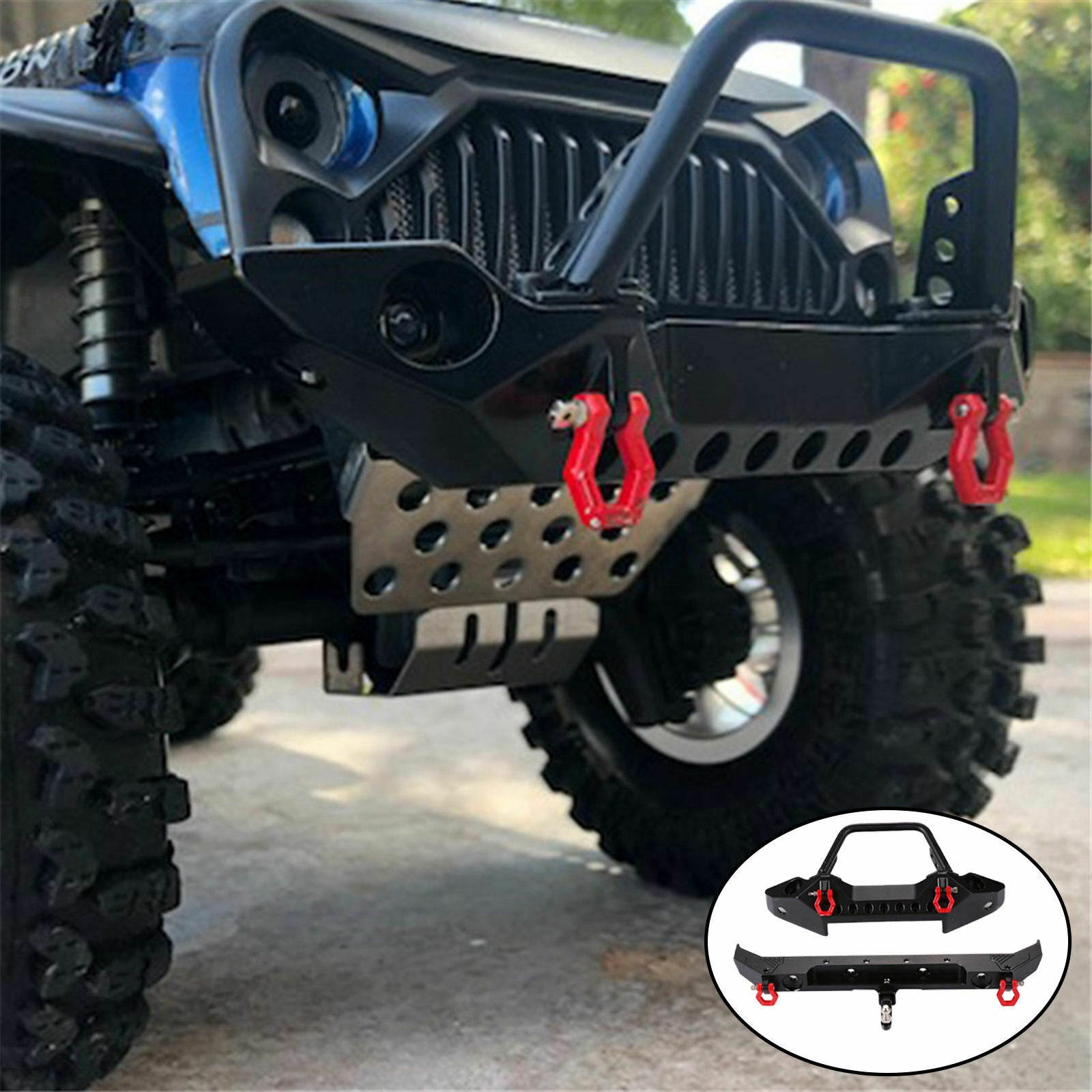 RC Front and Rear Bumper & 2 LED Lights for Axial SCX10 II AXI03007 Upgrade