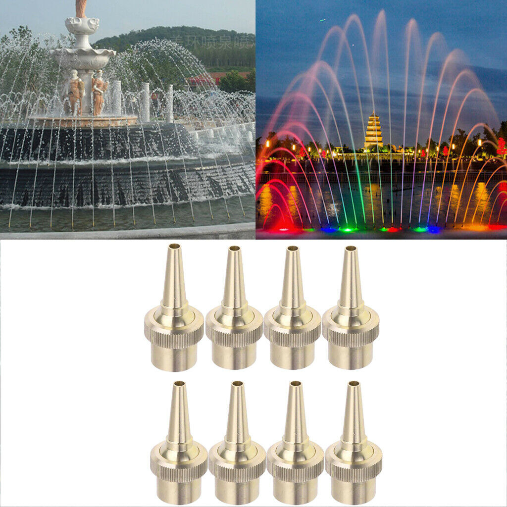 8x 1/2'' Brass Straight Garden Fountain Water Nozzle Sprinkler Spray Head